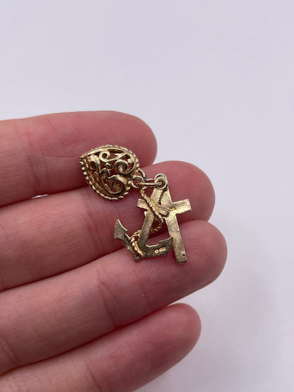 9ct gold hope, faith and charity charm