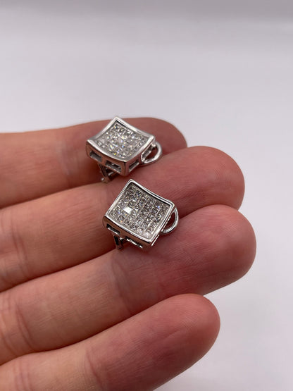 18ct white gold diamond cluster earrings