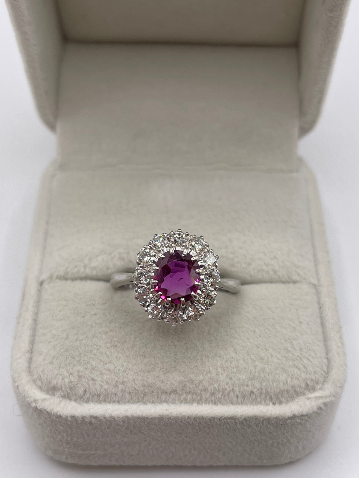 18ct white gold ruby and diamond ring