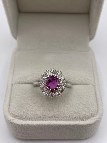 18ct white gold ruby and diamond ring