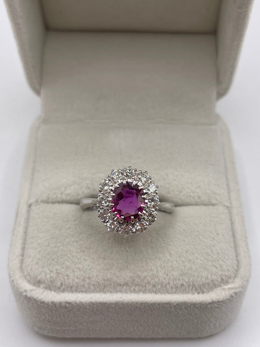 18ct white gold ruby and diamond ring