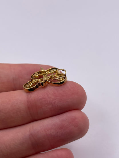 9ct gold yellow diamond butterfly pendant
