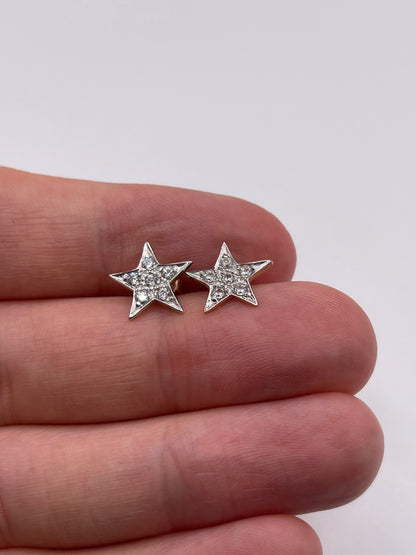 9ct gold cz star earrings