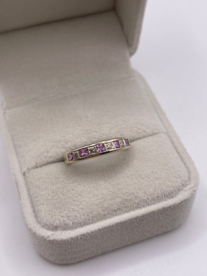9ct white gold pink sapphire and diamond ring