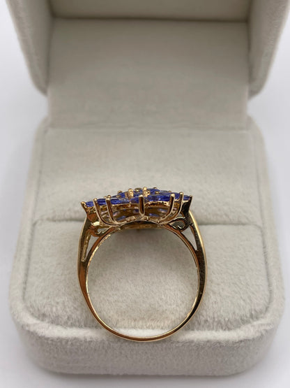 9ct gold tanzanite cluster ring