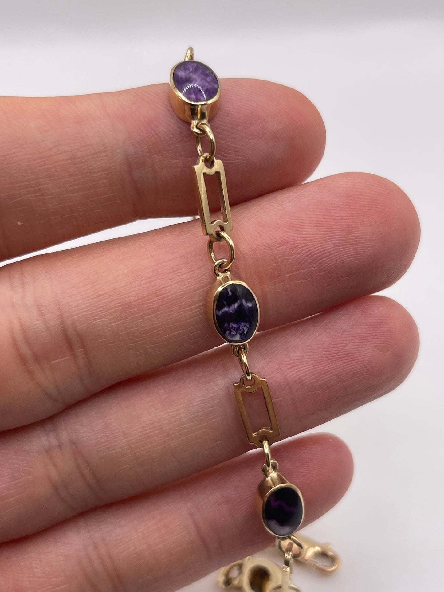 9ct gold blue John bracelet