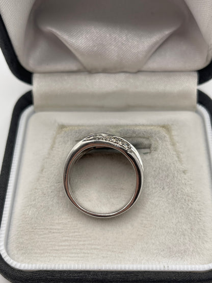 9ct white gold 74 point diamond cluster ring