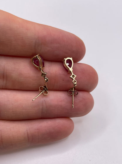 9ct gold ruby and diamond earrings