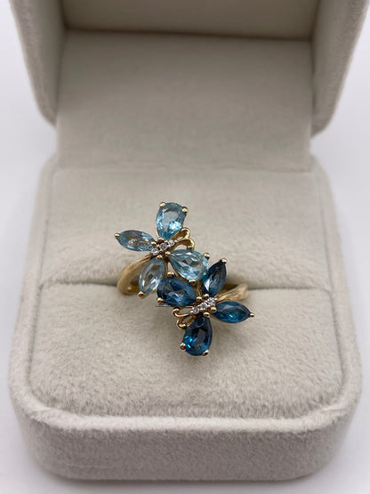 9ct gold topaz and diamond ring