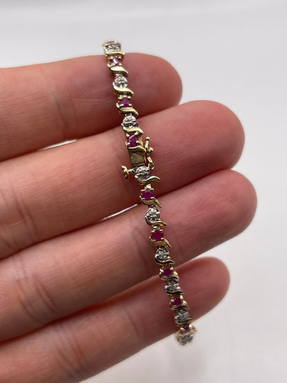 9ct gold ruby and diamond bracelet