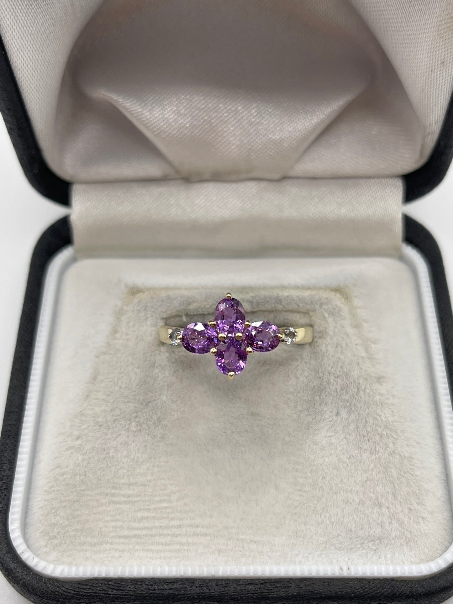 9ct gold spinel and zircon ring