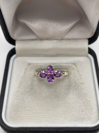 9ct gold spinel and zircon ring