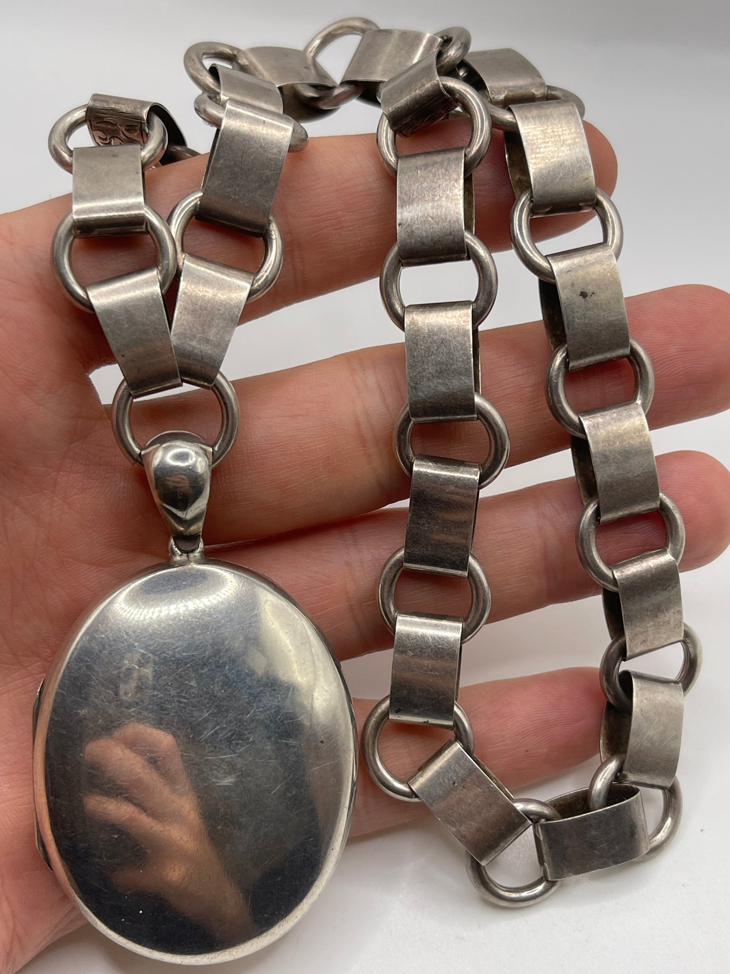 Antique silver collar and locket