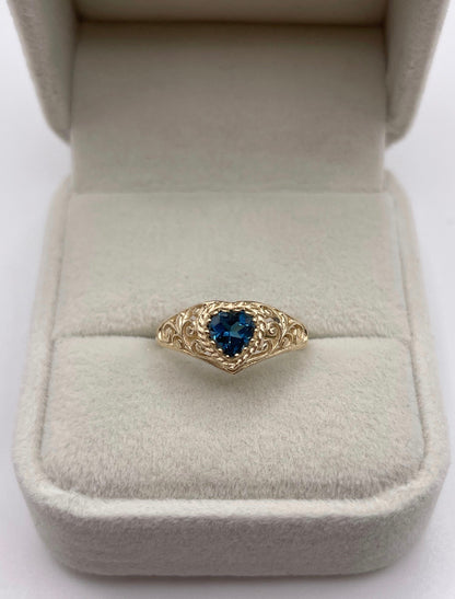 9ct gold topaz heart ring