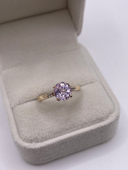 9ct gold kunzite and zircon ring