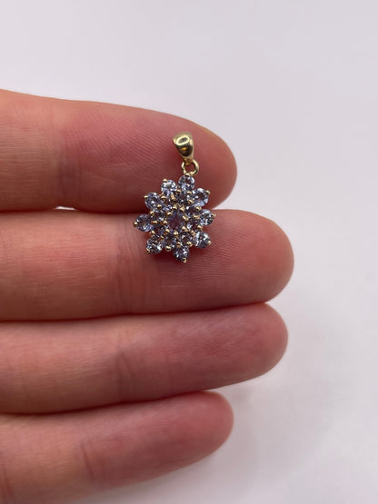 9ct gold tanzanite cluster pendant