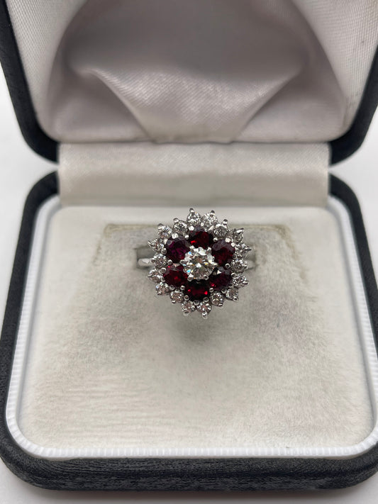 18ct white gold ruby and diamond ring