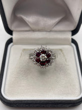 Load image into Gallery viewer, 18ct white gold ruby and diamond ring
