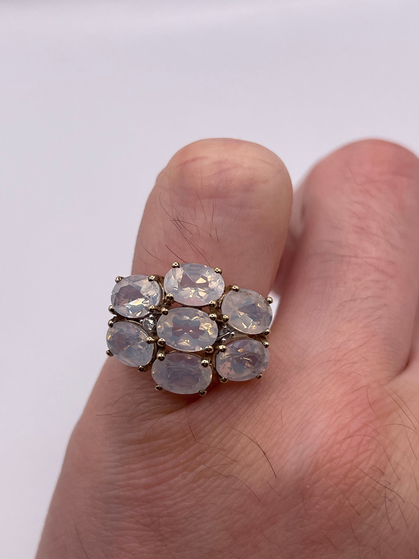 9ct gold quartz and diamond ring