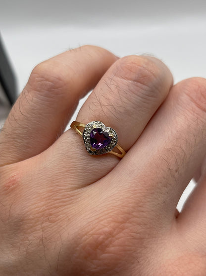 9ct gold amethyst and diamond ring