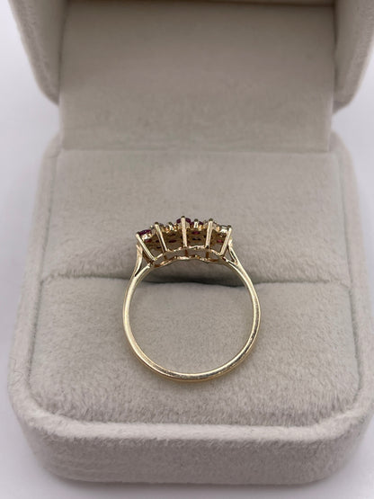9ct gold ruby and cz ring