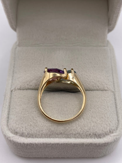 14ct gold amethyst and topaz ring