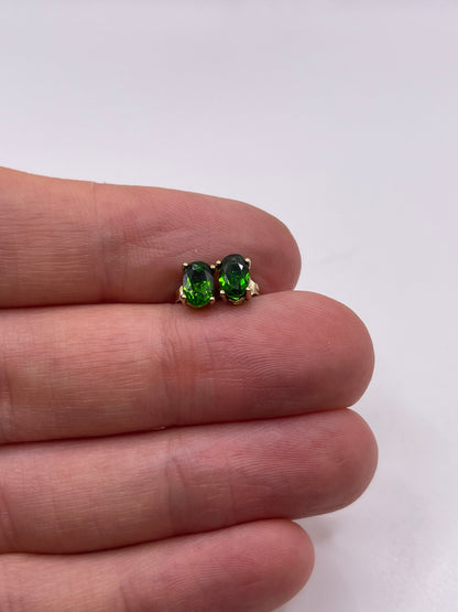 9ct gold diopside earrings