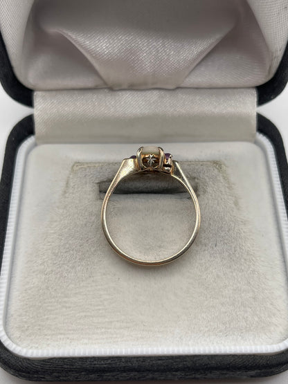 9ct gold opal and amethyst ring