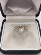 Load image into Gallery viewer, 9ct gold kunzite and zircon ring
