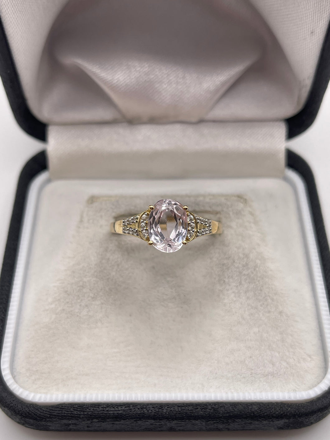 9ct gold kunzite and zircon ring