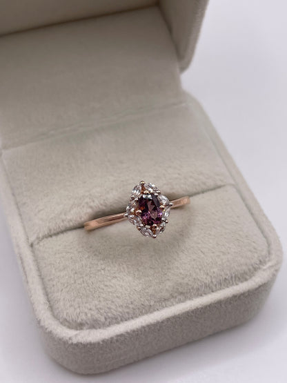 9ct rose gold tourmaline and zircon ring