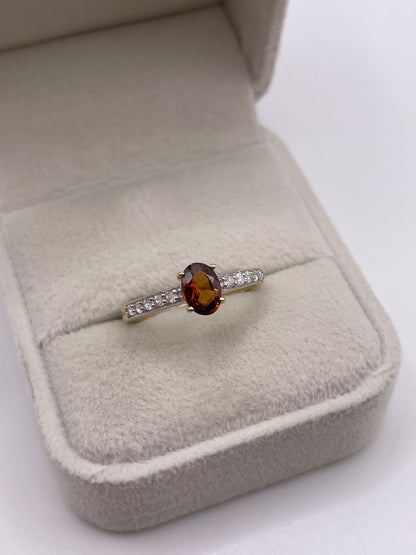 9ct gold citrine and zircon ring