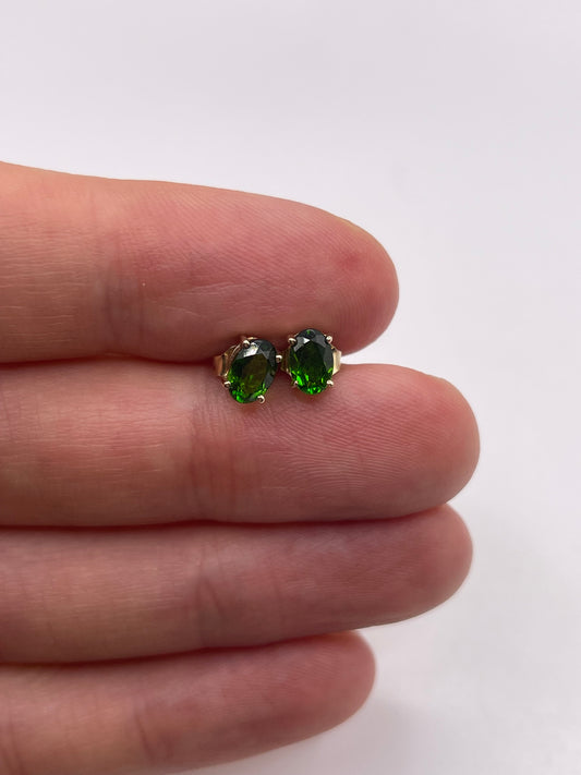 9ct gold diopside earrings