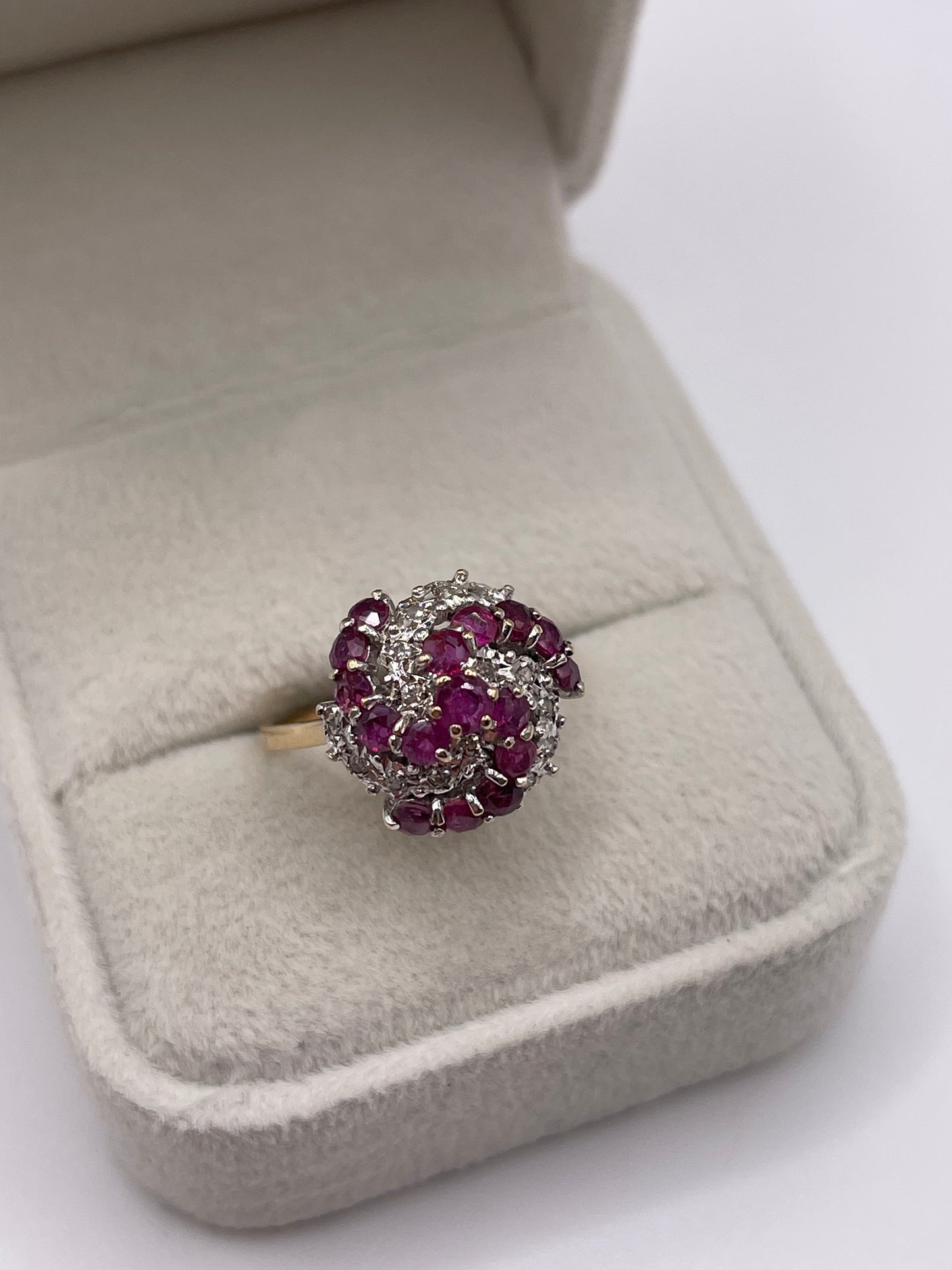 9ct gold ruby and diamond ring