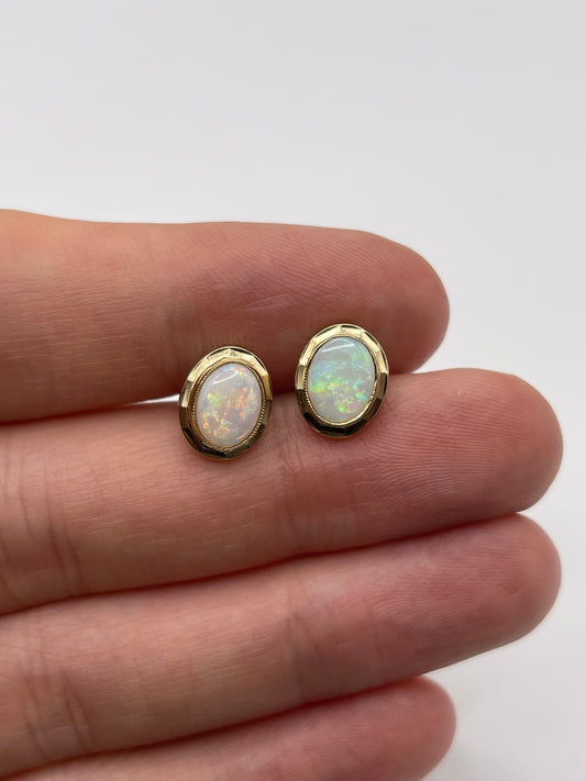 9ct gold opal earrings