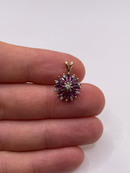 9ct gold ruby and diamond pendant