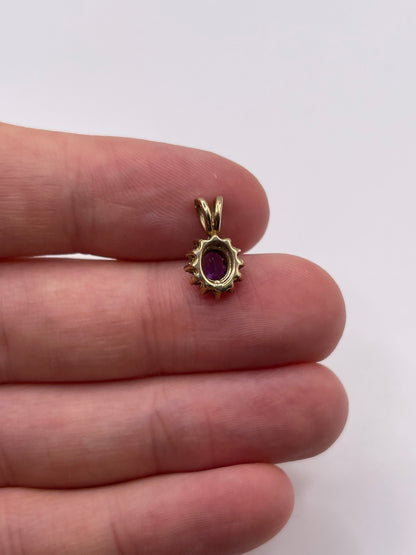 9ct gold amethyst and diamond pendant