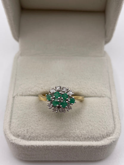18ct gold emerald and diamond ring