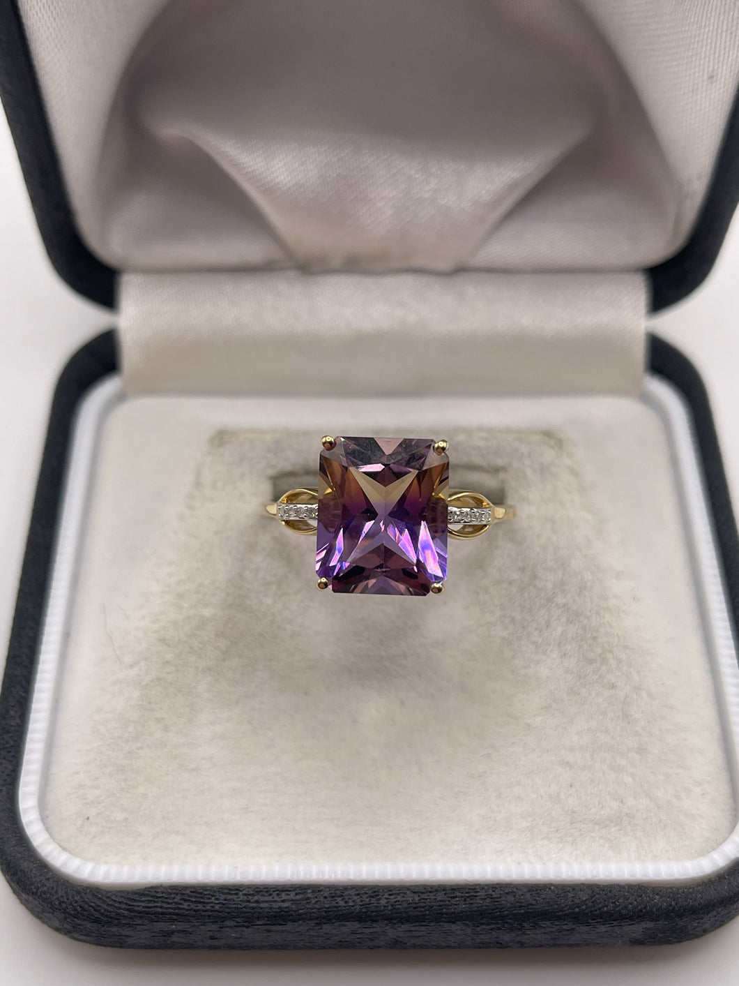 9ct gold ametrine and diamond ring