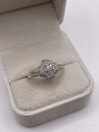 9ct gold diamond cluster ring