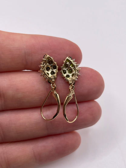 9ct gold diopside and diamond earrings