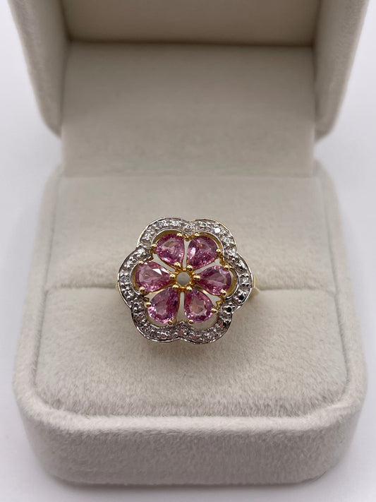 18ct gold pink sapphire and diamond ring