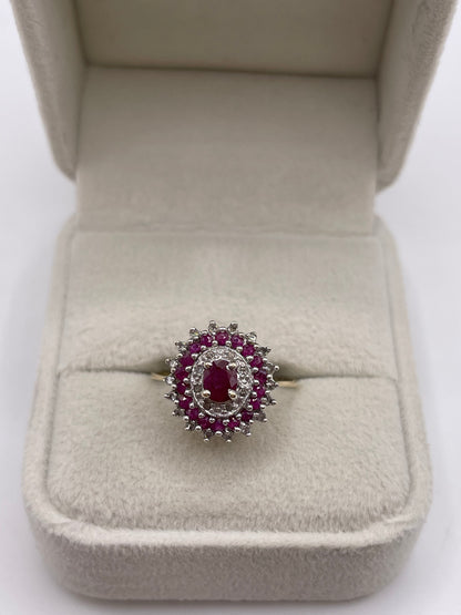 9ct gold ruby and diamond ring