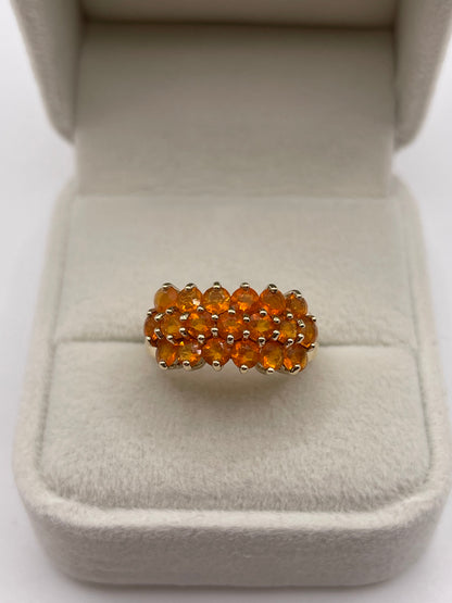 9ct gold fire opal cluster ring