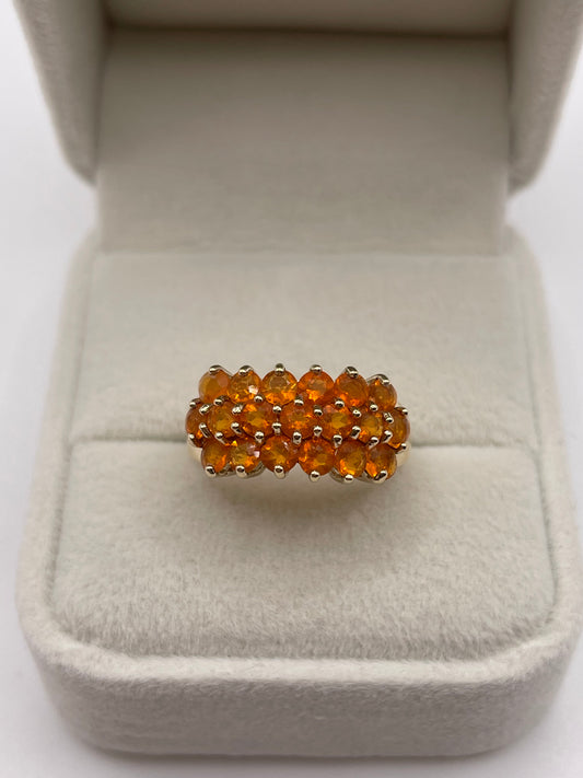 9ct gold fire opal cluster ring