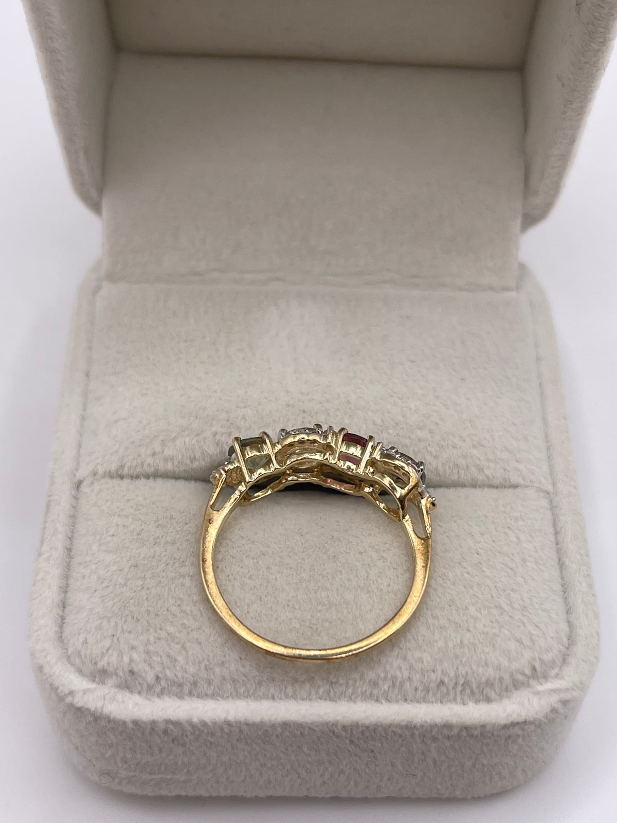9ct gold tourmaline and zircon ring