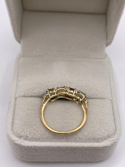 9ct gold tourmaline and zircon ring