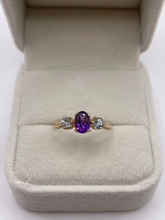 9ct gold amethyst and topaz ring