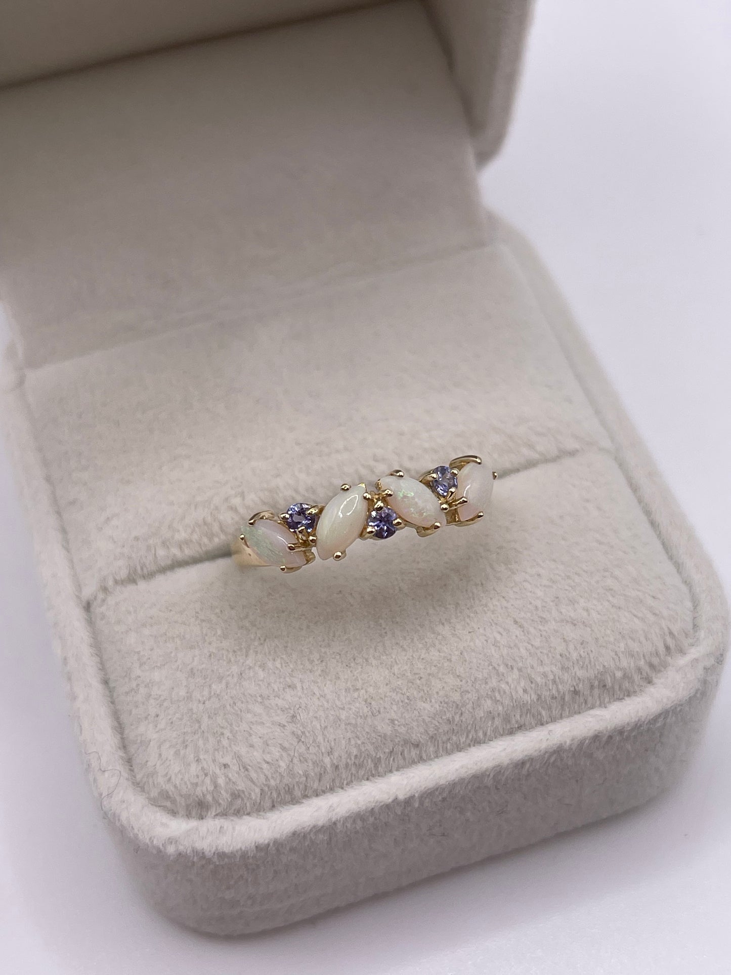 9ct gold opal and tanzanite ring