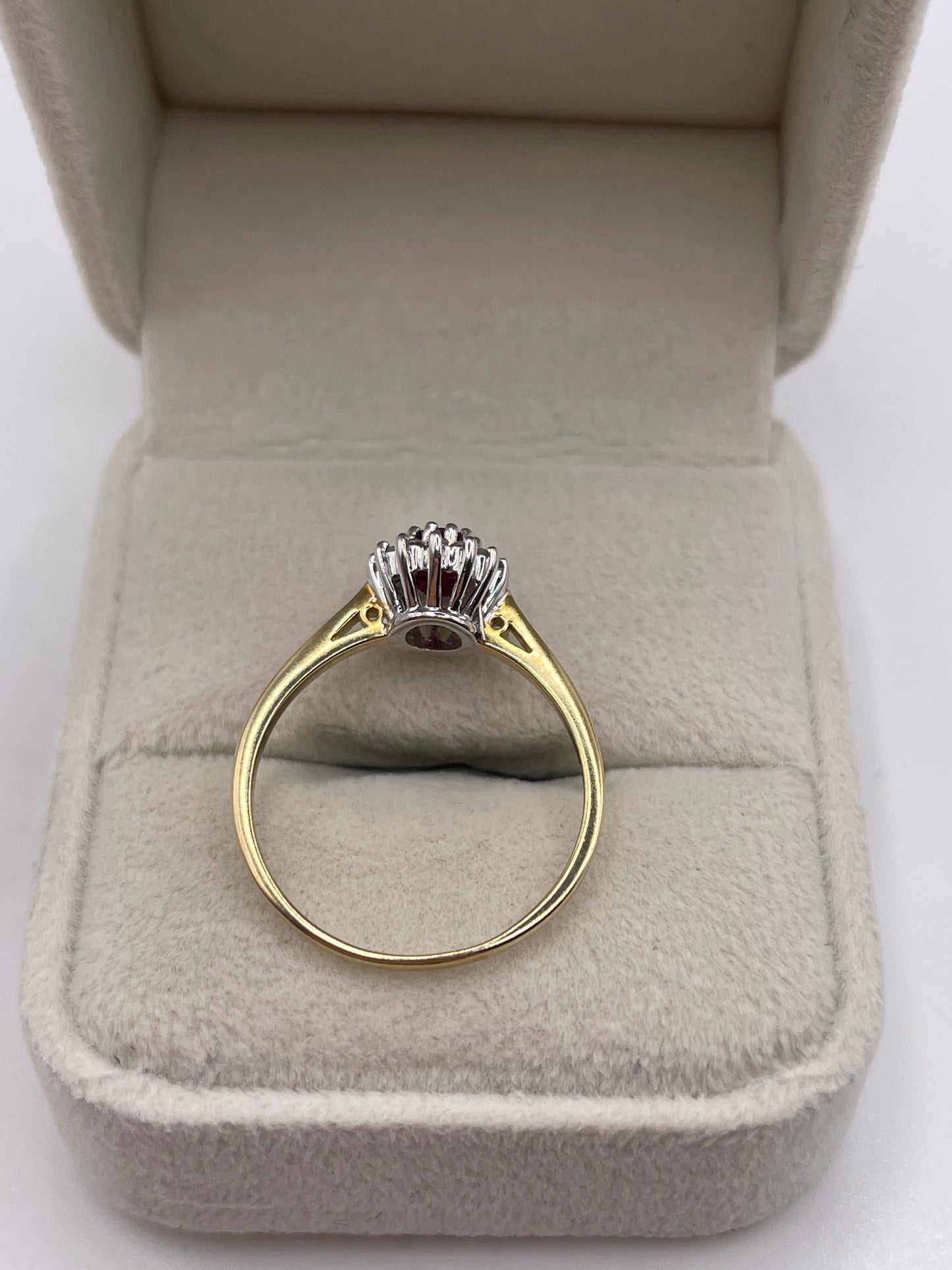 9ct gold ruby and diamond ring